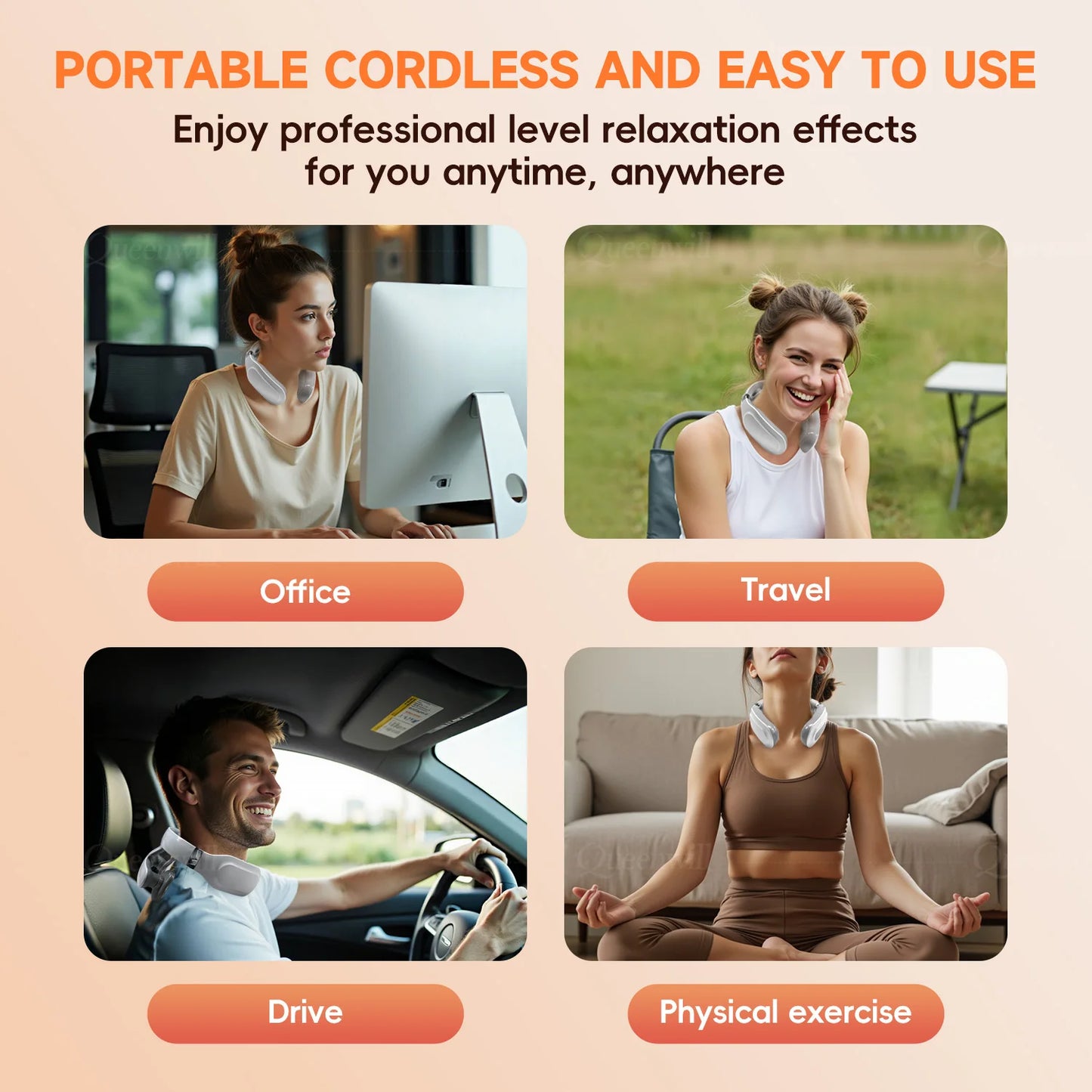 4D Electric Neck Massager With 4 Heads