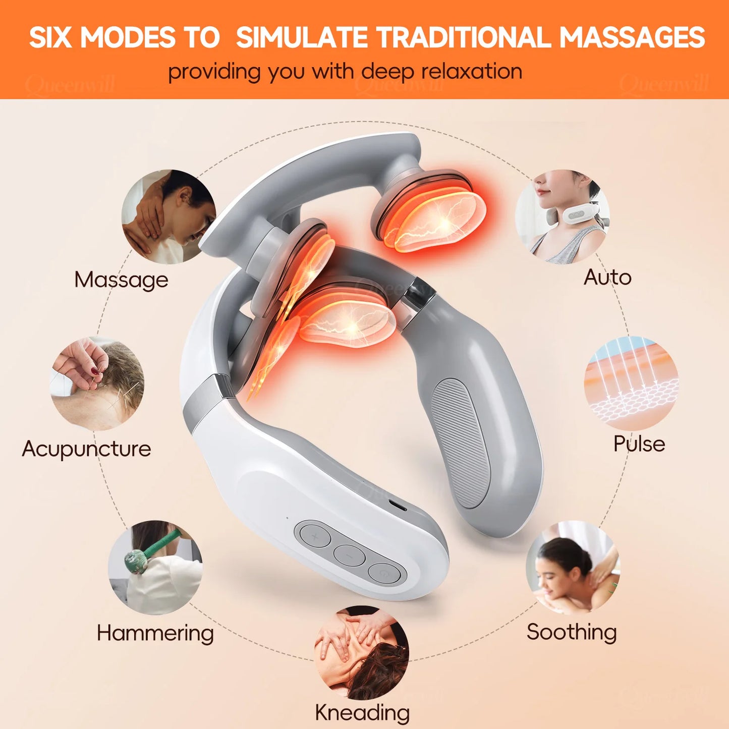 4D Electric Neck Massager With 4 Heads